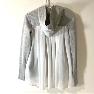 Maddie Gray Hoodie w Chiffon Back